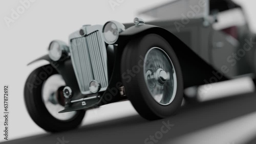 Moscow, Russia - July 20 2023: Retro car wheels and road, CG