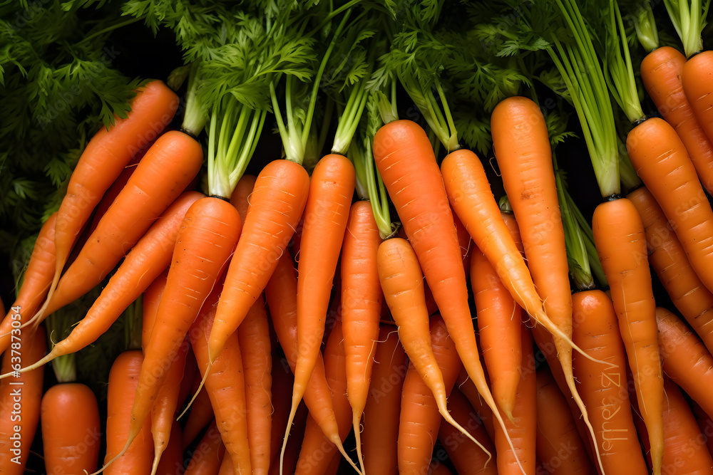 bunch of carrots in the market, top view of carrot background. bunch of carrots in the market, top view of carrot background.