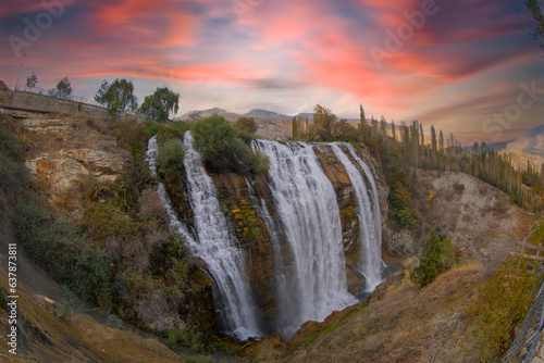 Tortum Waterfall, located in Erzurum, Turkey, is one of the largest waterfalls in the country.