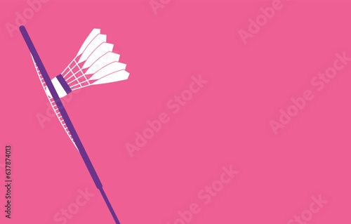 Shuttlecock and badminton racket on pink background. Badminton. Illustration Vector EPS 10. Vector shuttlecock and racket. Olympic games.