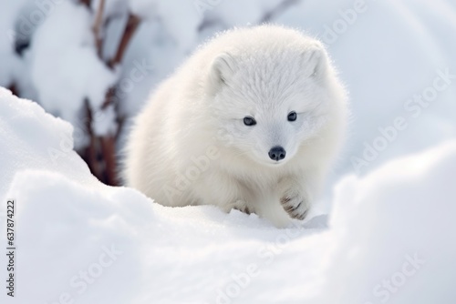 arctic fox digging in snow to uncover hidden food © Alfazet Chronicles