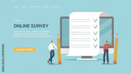 Choice concept. Remote voting, online testing and questionnaires, evaluation of the quality of service or products, user satisfaction. Vector illustration for poster, website or web page, banner.