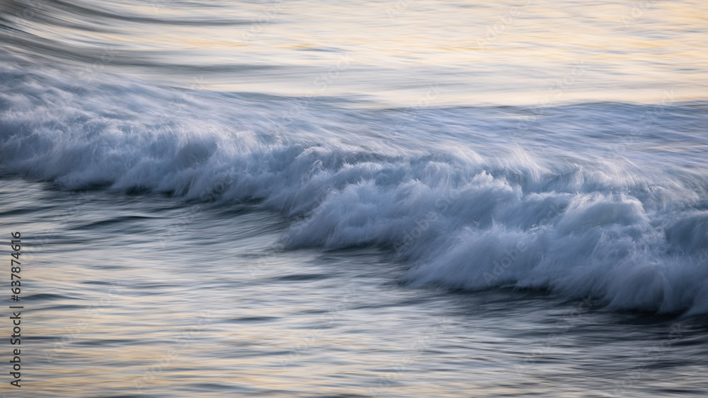 Motion of white water waves.