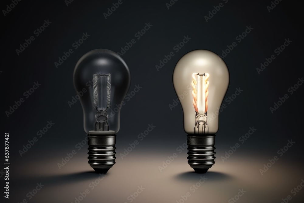 concept: old incandescent bulb replaced by energy-saving led concept: old incandescent bulb replaced by energy-saving led