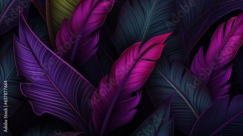 Tropical exotic seamless pattern with neon. AI generative.