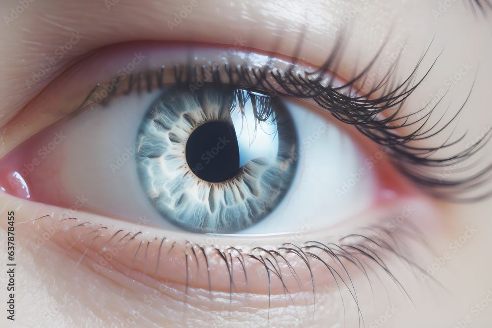 Fototapeta premium pale skinned female light blue eye close up with no make up 
