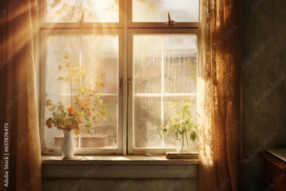 streak-free window with sun shining through streak-free window with sun shining through