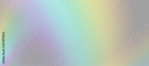 Rainbow refraction overlay, leak flare, prism light effect, rainbow sunlight, holographic rays with transparency. Blurred bokeh retro photo texture, vintage camera glare. Vector background.