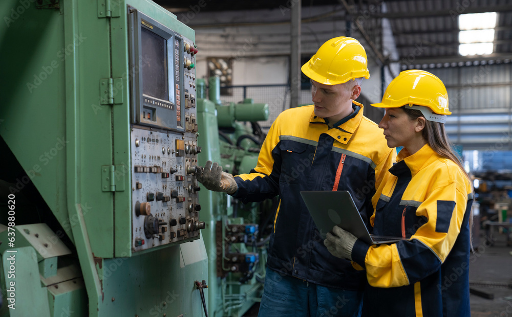 two engineer working at factory two engineer working at factory