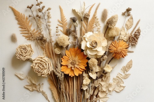 dried flower diy project with glue and scissors