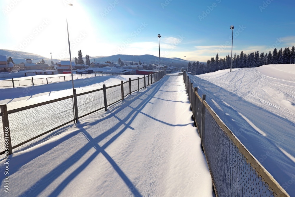 high angle view of an empty fencing piste