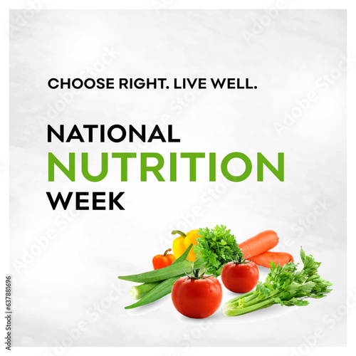 National Nutrition Week, Social Media Design Template. 1st-7th Sept. Choose Right. Live Well.