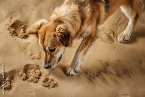 dog leaving paw prints while digging in sand © Alfazet Chronicles