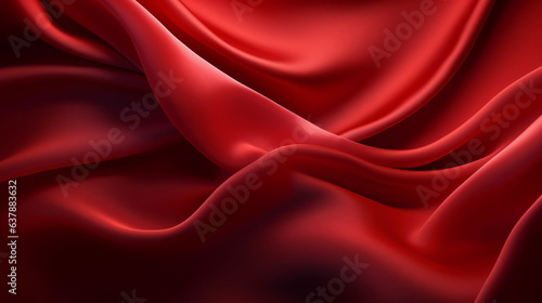 Wavy red silk fabric realistic background copy space