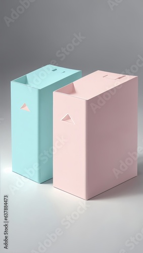 Milkbox Design Minimalistic, Multi Pastel Colors Pink, Light Blue, Isolated Background