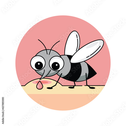 Mosquito sucking blood from human skin  on a white background.