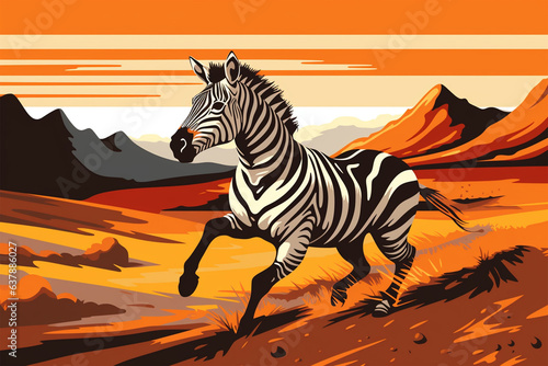 cartoon stail a zebra running