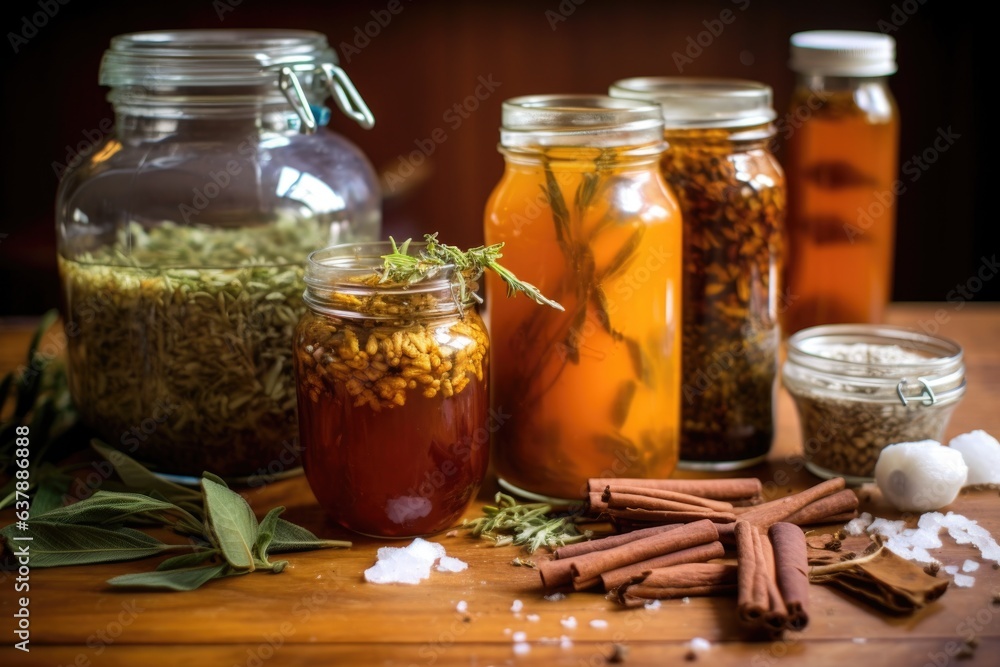 kombucha brewing with tea leaves and sugar kombucha brewing with tea leaves and sugar