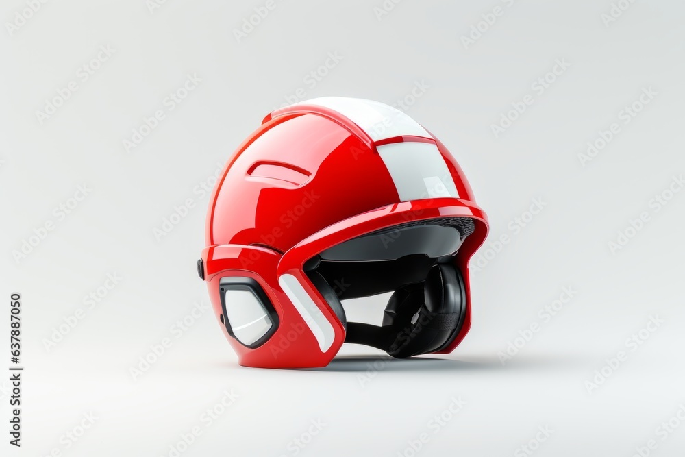 Red and white colored helmet. Beautiful illustration picture. Generative AI