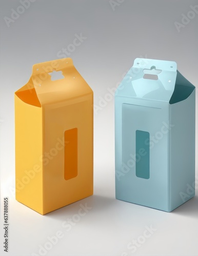 Modern Minimalistic Juicebox Design Two or Three Colors, Orange & Baby Blue, Simple Background
