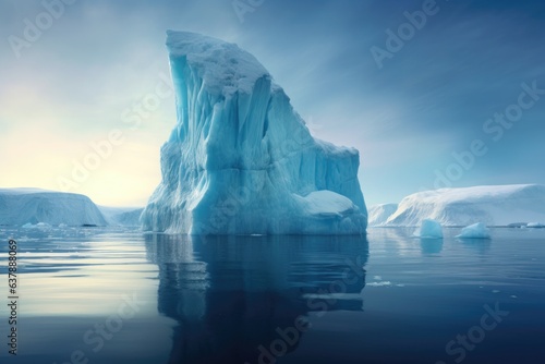 flipping iceberg with a glacial backdrop