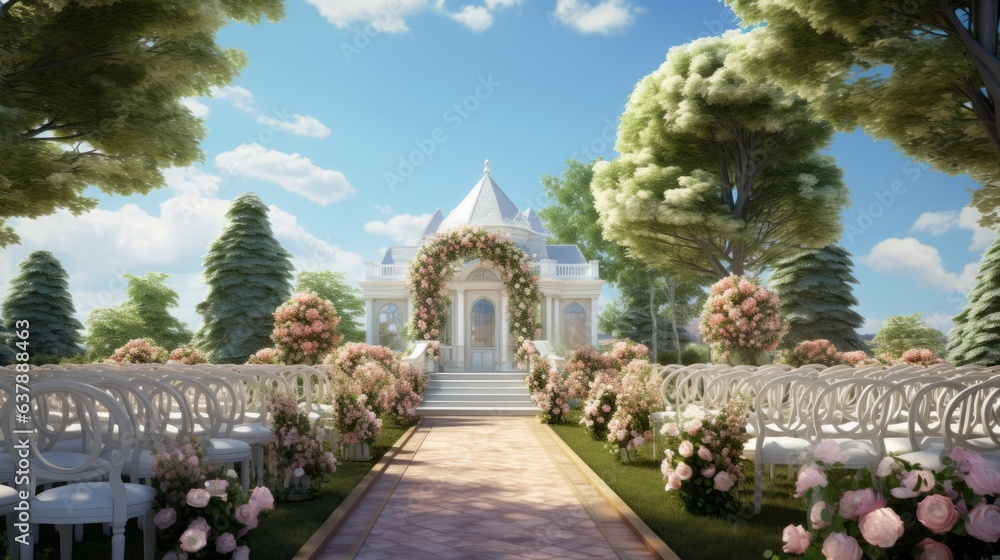 Clear afternoon with trees and sky with clouds. Beautiful illustration picture. Generative AI Clear afternoon with trees and sky with clouds. Beautiful illustration picture. Generative AI