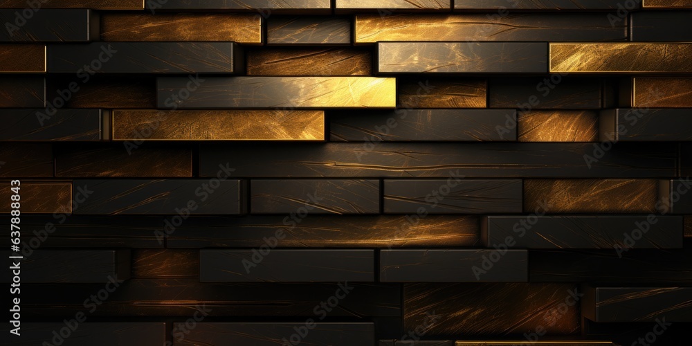 Abstract background with golden and black cubes, dark background, generative ai Abstract background with golden and black cubes, dark background, generative ai