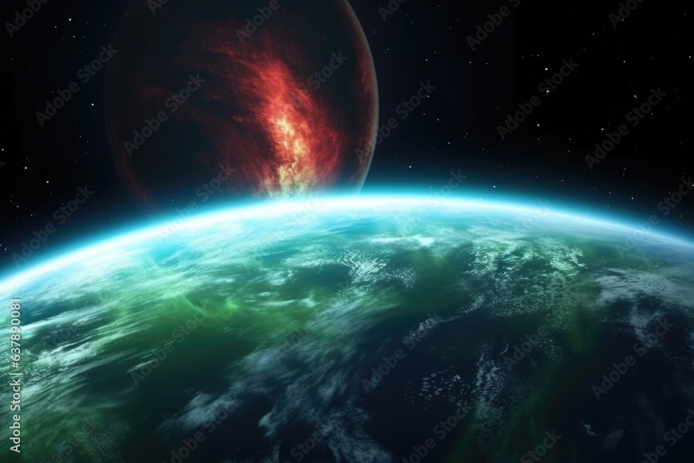 Obraz premium dramatic view of jupiters polar auroras from space