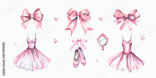 Hand drawn sketch ballet set. Vector illustration.