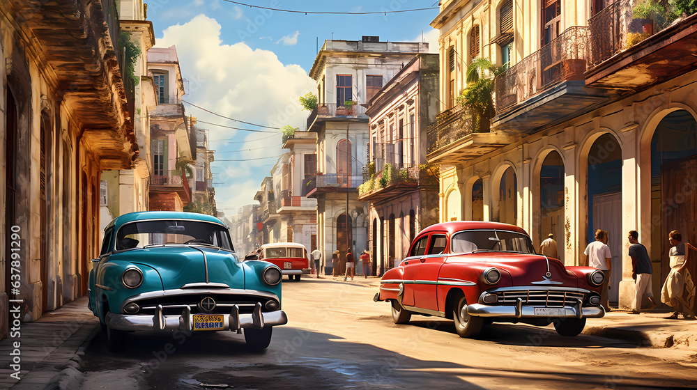 Obraz na płótnie Havana's colorful streets w salonie
