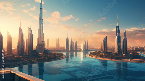 Fotografia Dubai's futuristic cityscape