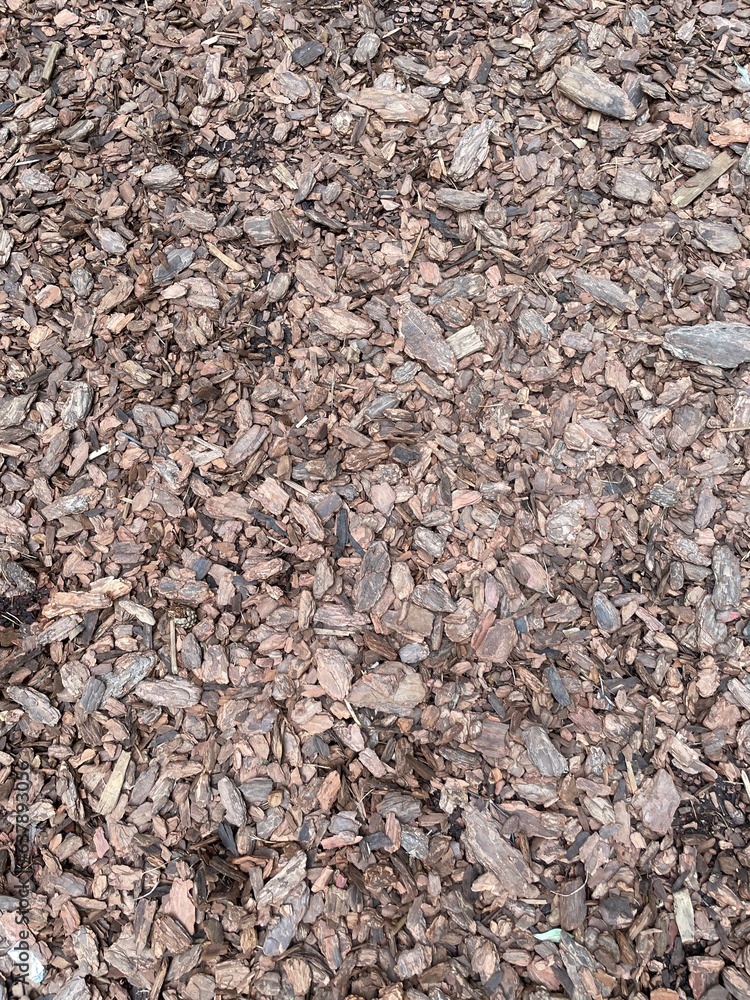 covering for park paths and playgrounds made of pine bark Stock 写真