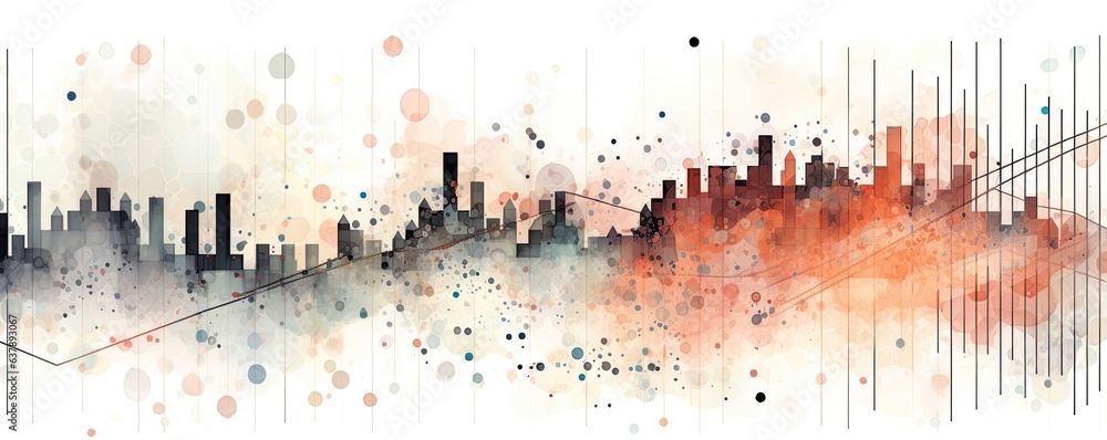 Stock market data watercolor illustration - Generative AI.