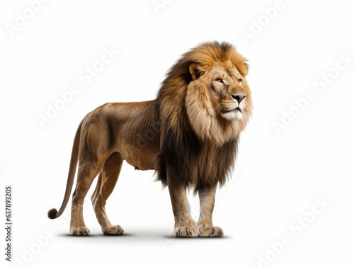 Male lion isolated on white background