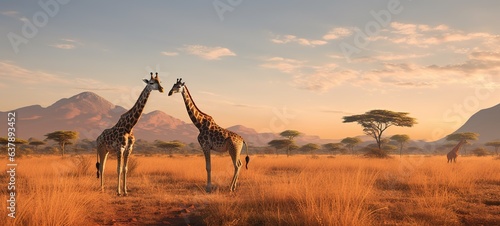 Tela giraffes in the african savannah