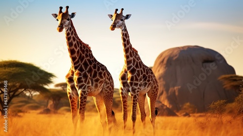 giraffes in the african savannah