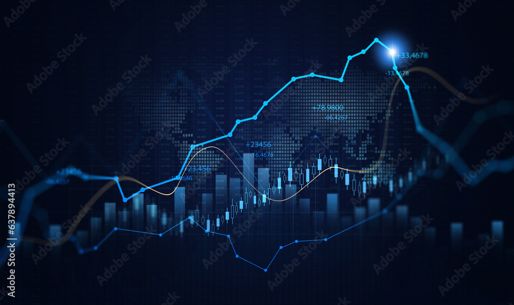 Stock market business and exchange financial growth graph,nvestment finance chart graph. - obrazy, fototapety, plakaty 