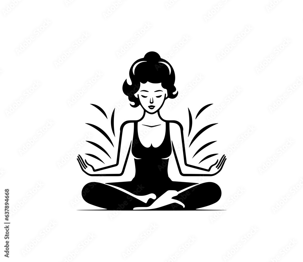 Happy woman sits on the floor with open arms. Young girl makes morning stretch Happy woman sits on the floor with open arms. Young girl makes morning stretch
