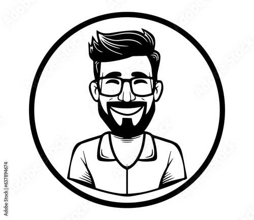 Smiling guy, Happy bearded man character