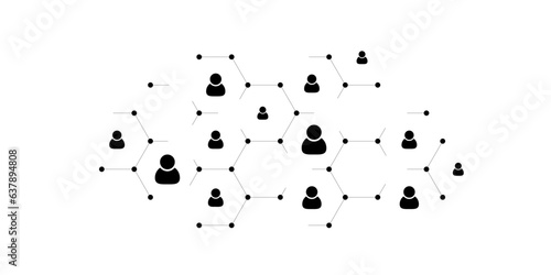 Social user network, people network illustration. Dots connected lines create network