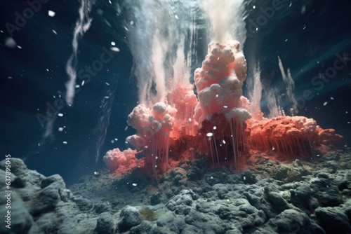 wide-angle view of an active hydrothermal vent field photo