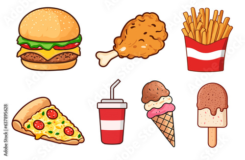 Fast food clip art set. AI generative