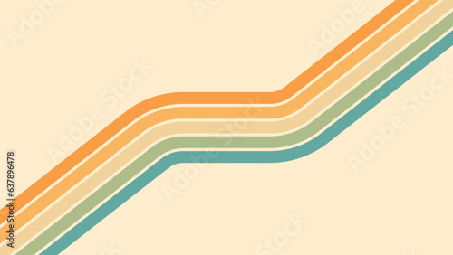 Abstract background of rainbow groovy Wavy Line design in 1970s Hippie Retro style. Vector pattern ready to use for cloth, textile, wrap and other.