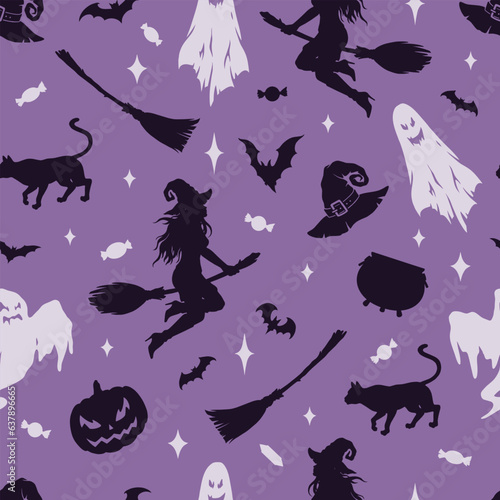 Halloween party seamless pattern colorful