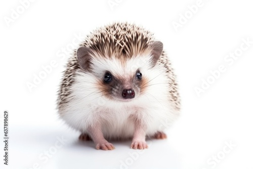 Cute adult hedgehog isolated on white background