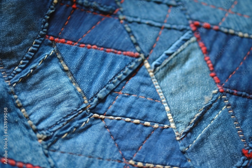 Fototapeta premium jeans with visible mending using sashiko technique