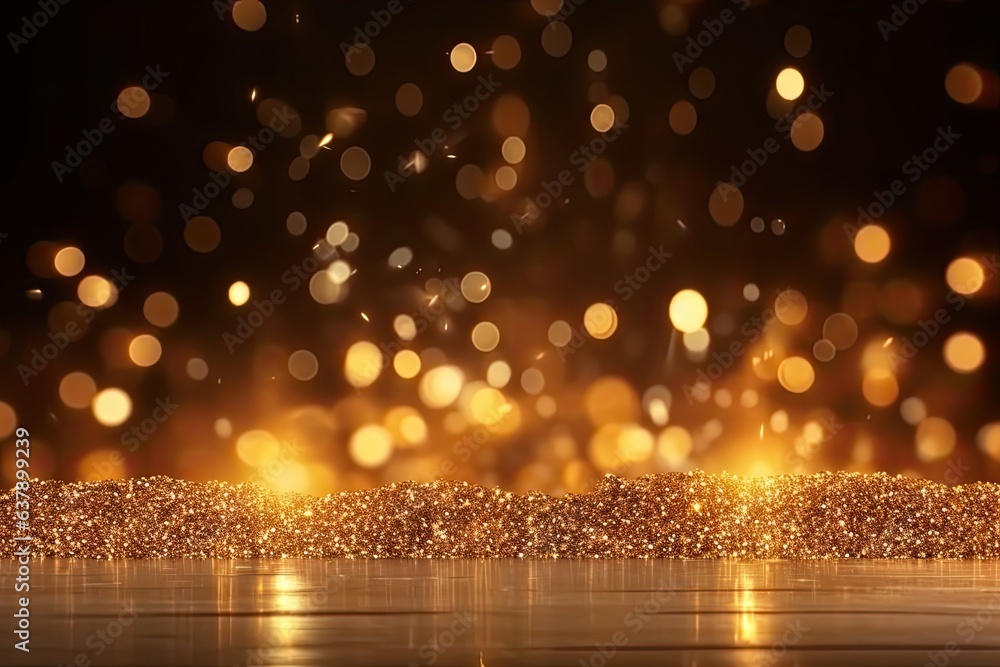 Gold bokeh light background, Christmas glowing bokeh confetti and sparkle texture overlay for your design. Sparkling gold dust abstract golden luxury decoration background. Gold bokeh light background, Christmas glowing bokeh confetti and sparkle texture overlay for your design. Sparkling gold dust abstract golden luxury decoration background.