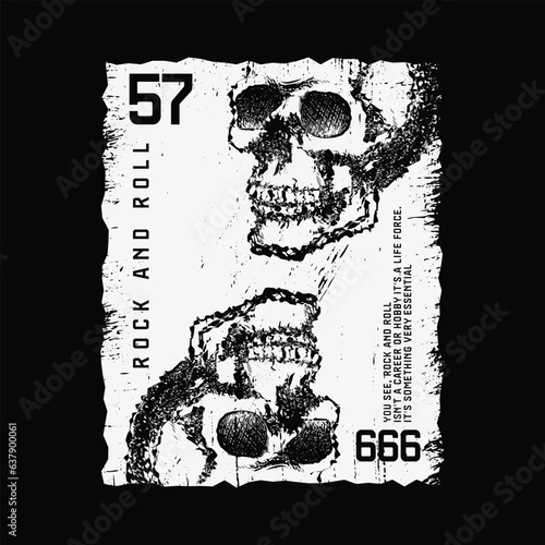 Rock and roll, skull t-shirt and apparel design