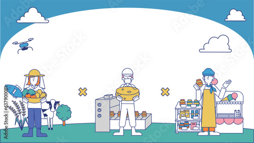 6次産業に従事する人物をまとめた一枚のイラスト