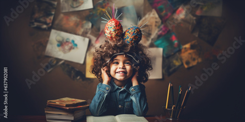 portrait of a child feeling creative. Generative AI